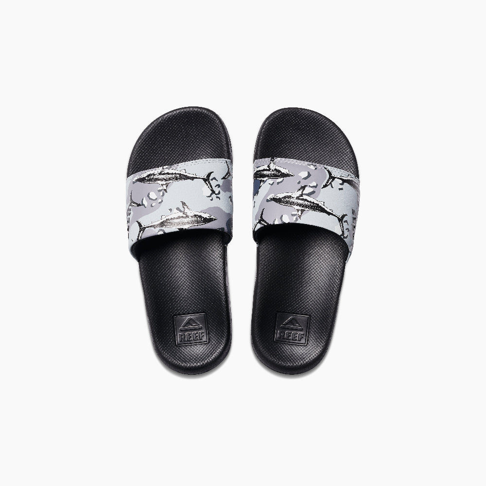 Kids One Slide Grey Camo Shark