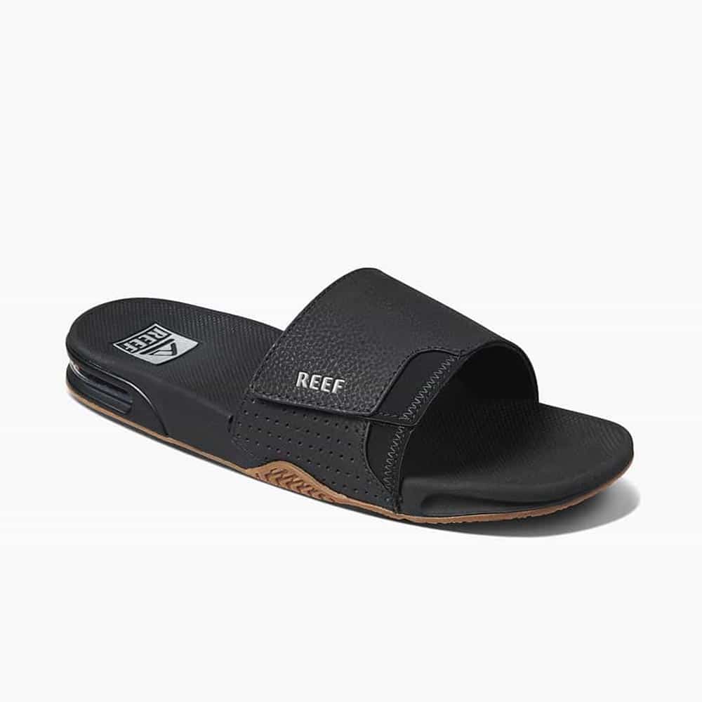 Reef Fanning Slide Black Silver 2