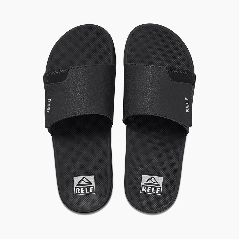 Reef Fanning Slide Black Silver 2