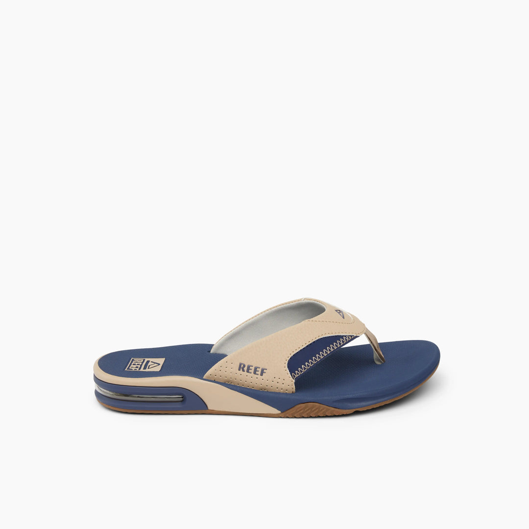 Reef Fanning Leren Slippers Dames Reef Fanning Tan Navy Tan –