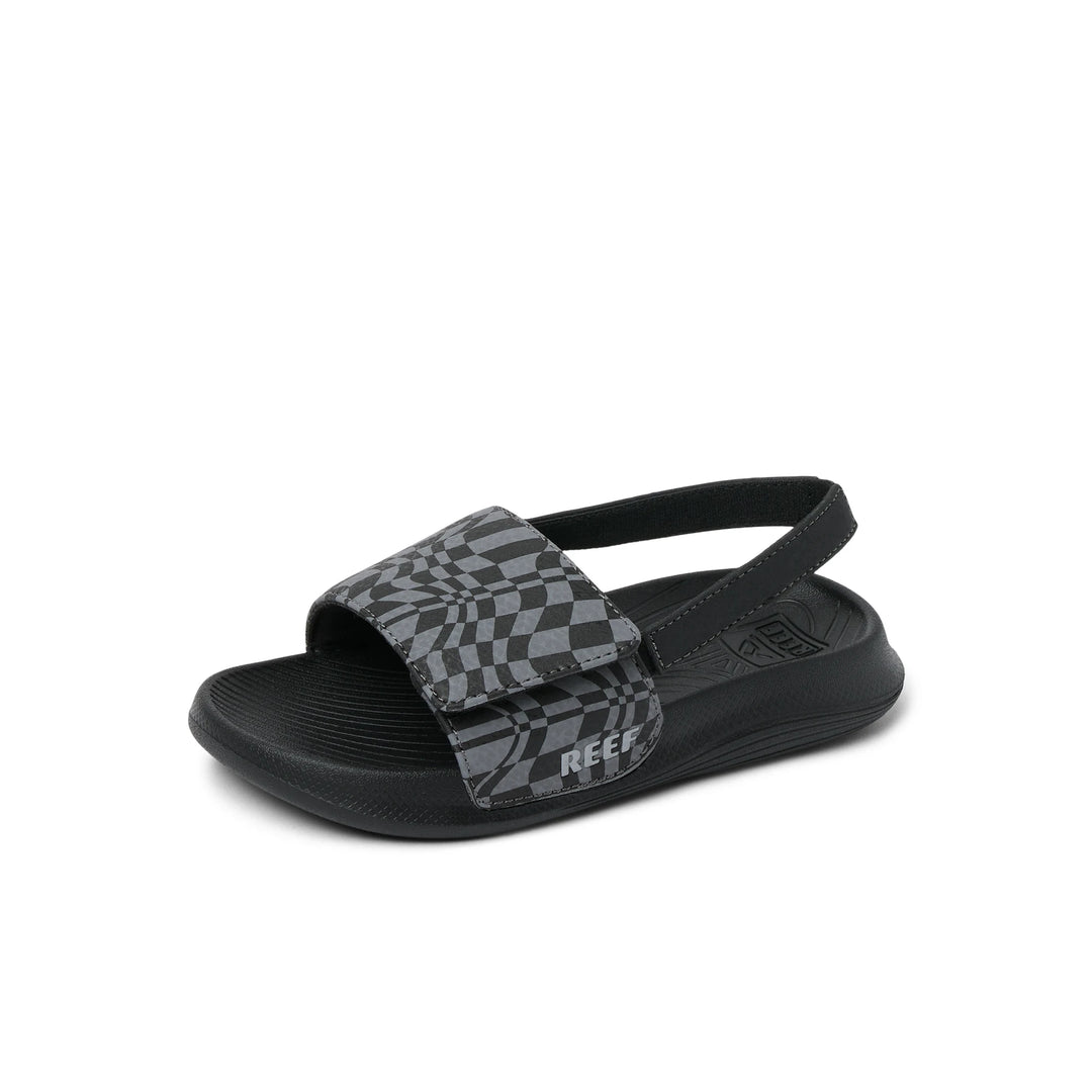 Reef Little Salty Slide Black Swell Checker 3