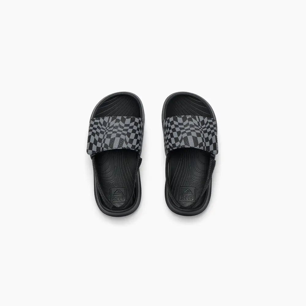 Reef Little Salty Slide Black Swell Checker